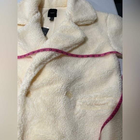Forever 21 Casual Beige Teddy Coat with Pockets Sz L NWT - Picture 5 of 8